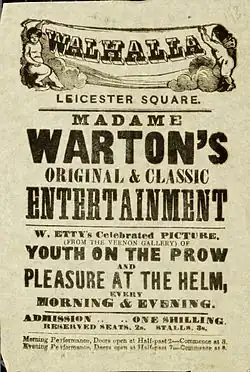 Handbill advertising "Madame Warton's performance of Youth on the Prow and Pleasure at the Helm"