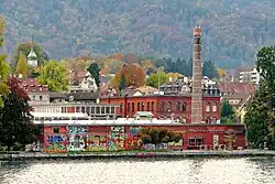 Rote Fabrik, seen from Lake Zurich