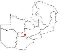Location of Mumbwa in Zambia