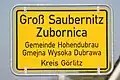 Bilingual sign in German and Upper Sorbian