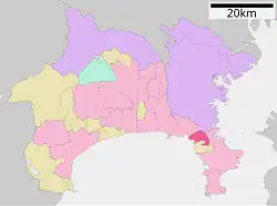 Location of Zushi in Kanagawa Prefecture