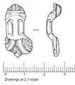 Small Square-Headed brooch of Anglo-Saxon at 2:1 scale