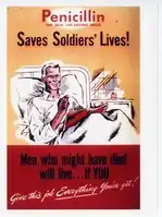 Second World War poster extolling use of penicillin.