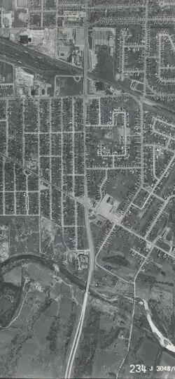 Aerial photograph of a semi-built up area showcasing Highbury Avenue