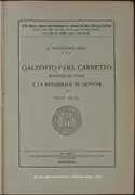 1937 publication of the Deputazione di Storia Patria per la Liguria, Genoa, Italy