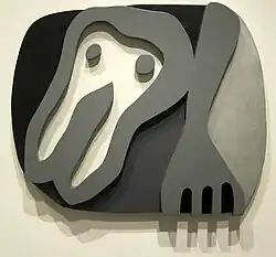 Hans Arp, 1922: 'Shirtfront and fork' - relief in painted wood, c. 1922; location National Gallery of Art, Washington D.C.