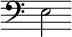 { \clef bass \override Score.TimeSignature #'stencil = ##f e2 }