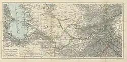 Fold out map entitled "Russian Central Asia and the Transcaspian Railway"