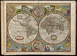 1662 world map by John Speed, published as "A new and accurat map of the world"