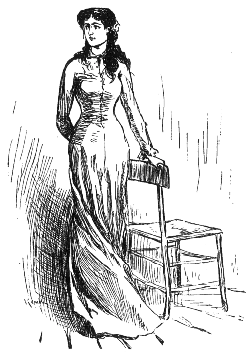 woman standing by chair