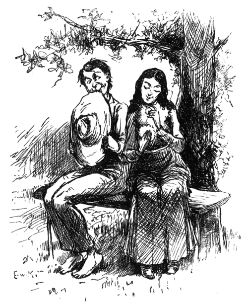 young man and young woman sitting on bench