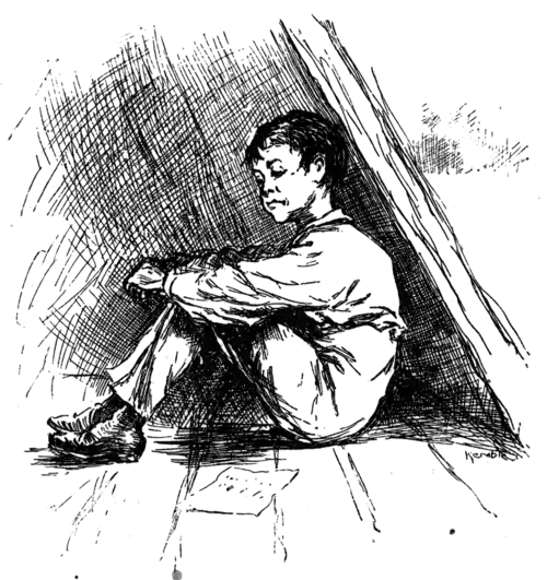 boy sitting on raft thinking