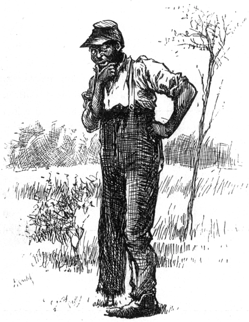 boy crouched behind a tree, looking out over the water