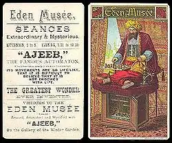 A poster advertising "Ajeeb," a chess automaton.