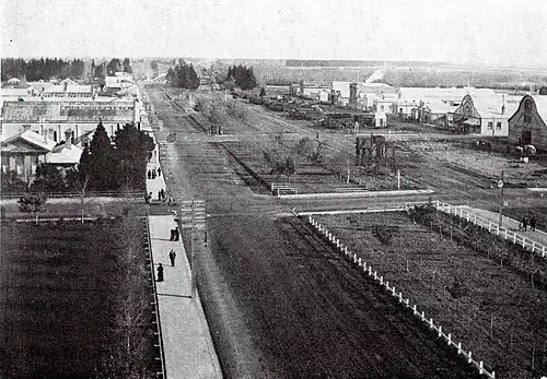 A view showing east and west streets