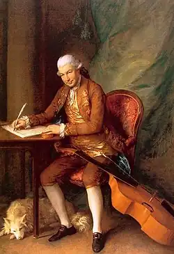 Painting of a man writing at a desk