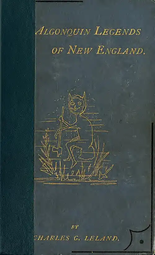 The book name with a golden drawing of a mythical creature holding a peace pipe