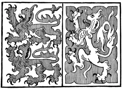 Fig. 275.—Arms of Strange and Talbot. (From a design for a banner.)