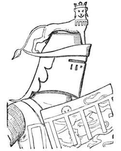 Fig. 618.—Crest of Thomas de Mowbray, Earl of Nottingham, and Earl Marshal. (From a drawing of his seal, 1389: MS Cott., Julius, C. vii.)