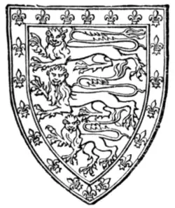 Fig. 706.—John of Eltham (second son of Edward II.): England with a bordure of the arms of France. (From his tomb.)