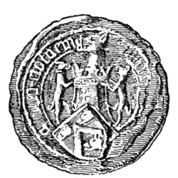Fig. 735.—Seal of Sir John de Swinton, 1389.