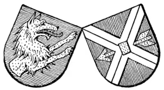 Fig. 763.—Arms of Hans Wolf von Bibelspurg and his wife Catherina Waraus married in 1507 at Augsburg.