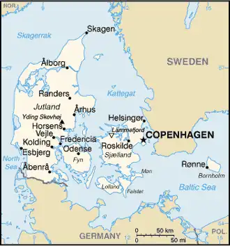 map of Denmark