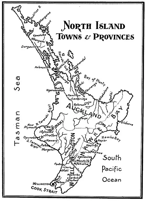 Map of North Island Towns and Provinces