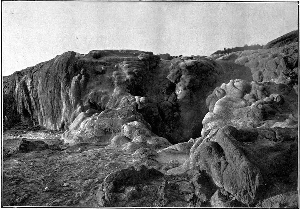 Lumpy rock formations and holes