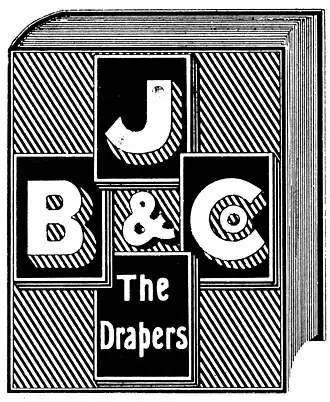 Log for Ballantynes - block letters J B & C The Drapers on the cover of a book
