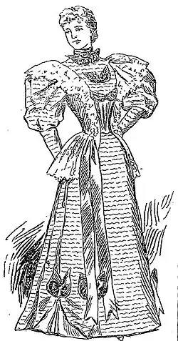 Drawing of a woman wearing a nineteenth century dress