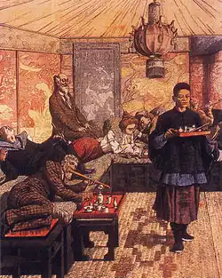 An illustration of a French Opium Den