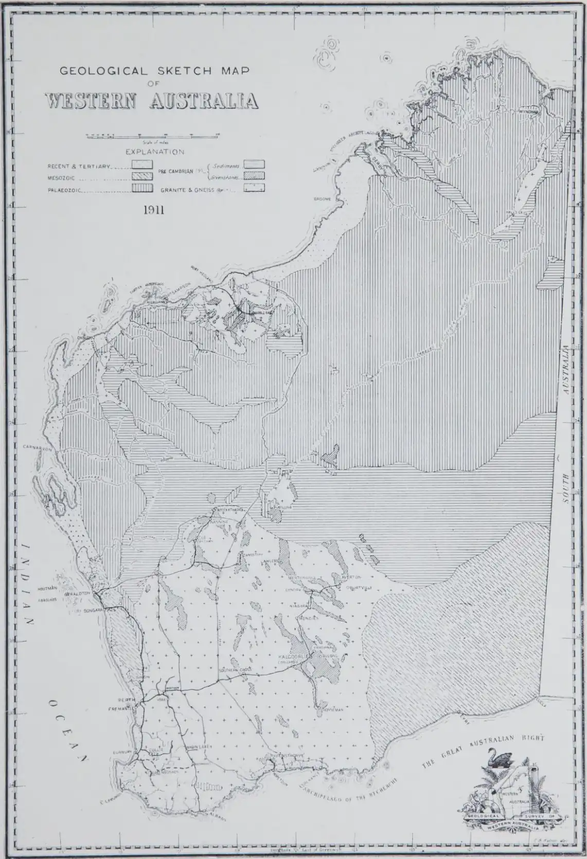 1911 geological map of Western Australia