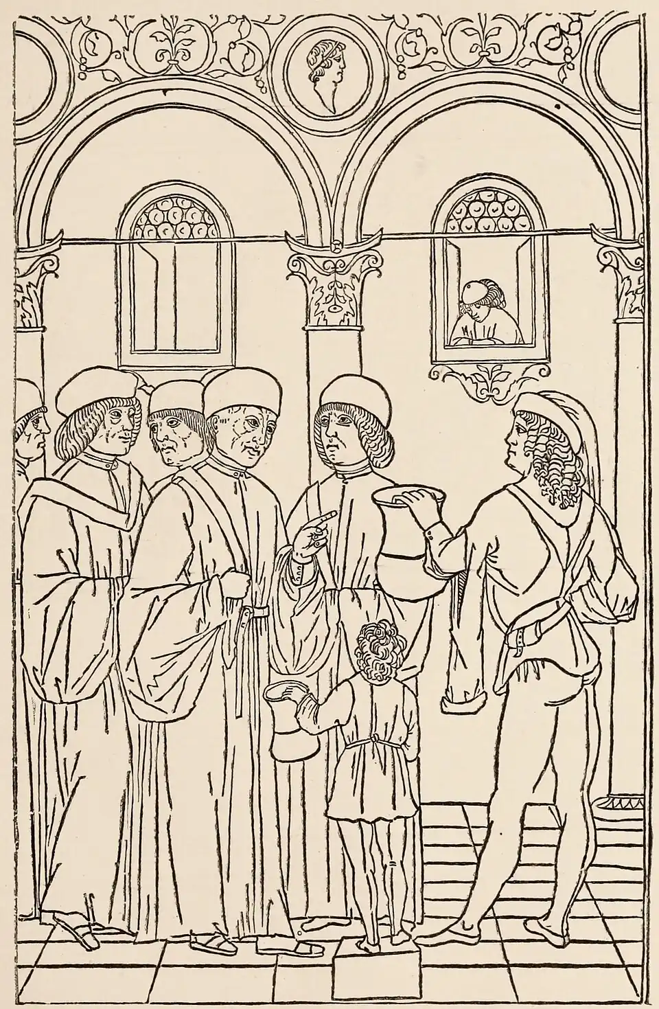 Fig. 32.—The Physician. From the "Fasciculus Medicinæ." Venice, 1500.