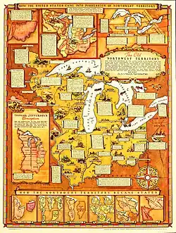 A detailed map of the Northwest Territory, showing its evolution in borders and size
