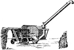 Thrashing, Machine with fan-blast straw-stacker.
