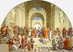 "The School of Athens". fresco by Raffaello Sanzio (1509).