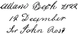 Adam Beck 1822, 12 December, Sir John Ross