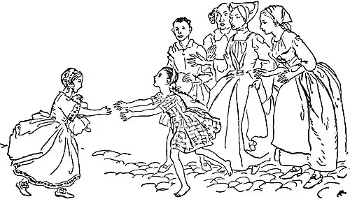 She broke away from her mother’s hand and ran up to her father’s horse.