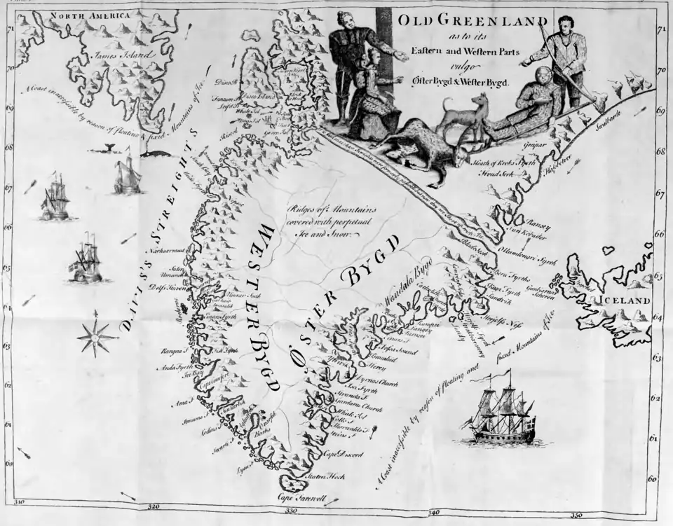 Map of Greenland as of 1745.