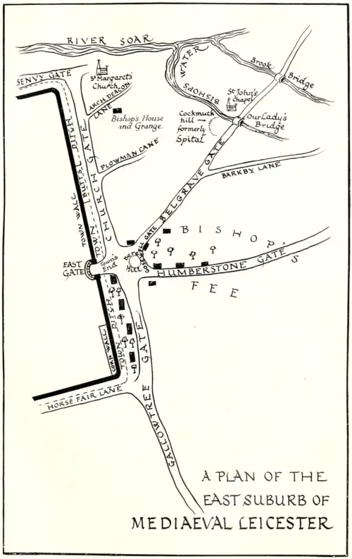 A plan of the East Suburb of Medieval Leicester