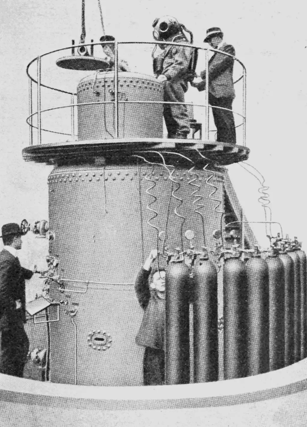 image of diver getting in a tank for a test