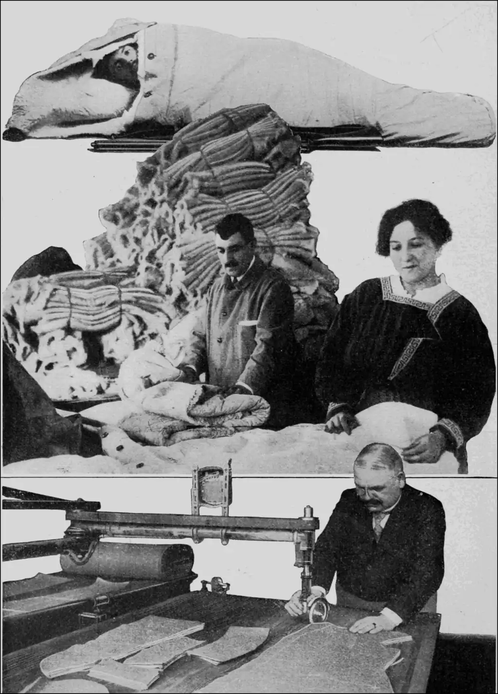 image of sheepskin sleeping bags for the troops