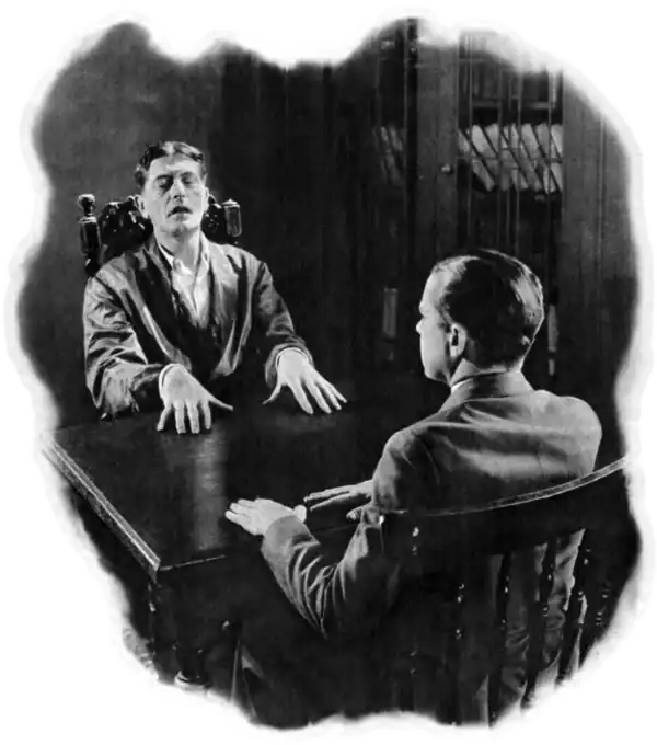 A medium enters a trace across the table from his client