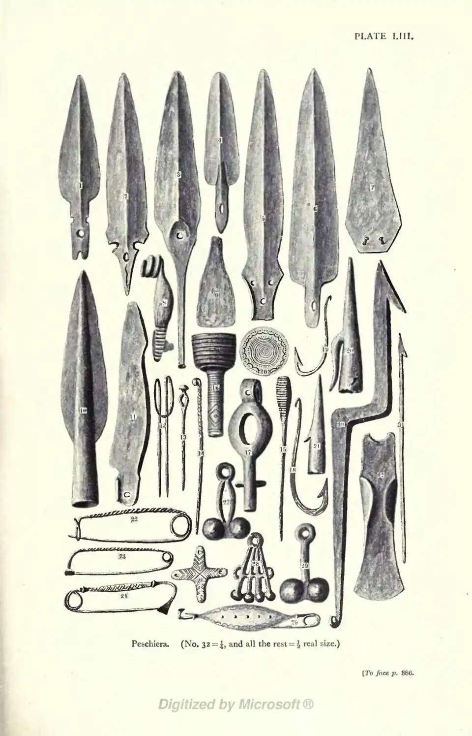 Peschiera. (No. 32 = ¼, and all the rest = ½ real size.) [To face p. 386.