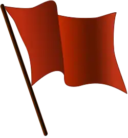 Computer generated artwork of a red flag waving in the wind.