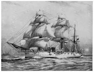 H.M.S. Calliope, under sail in the South Seas