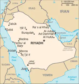 map of Saudi Arabia