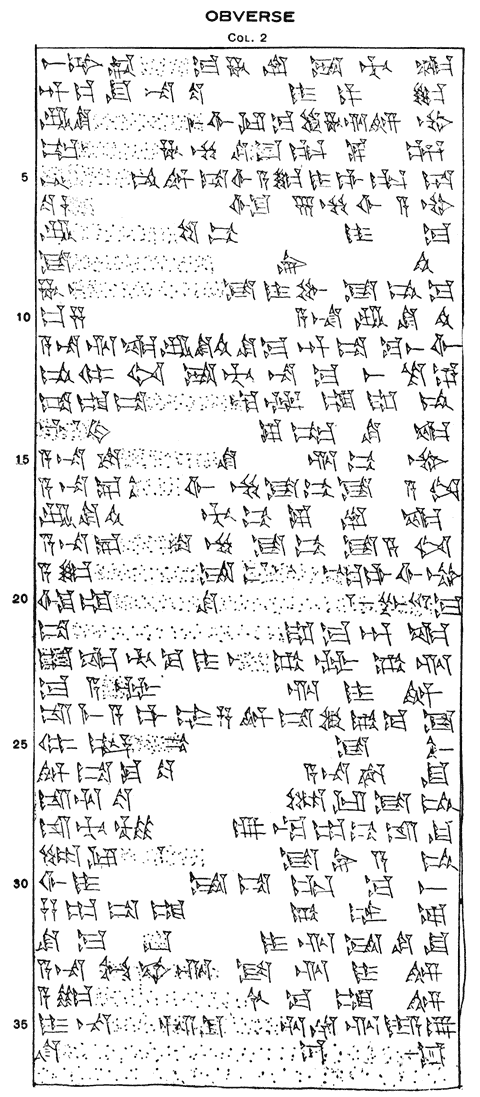 Sketch of the Pennsylvania Tablet, obverse, column 2