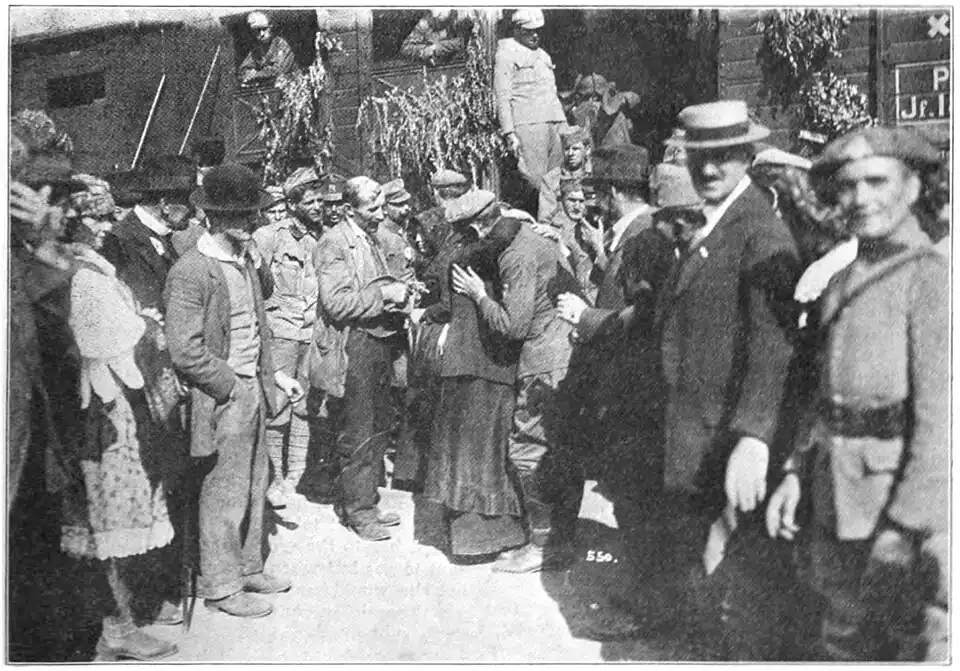 Returning home from Siberia after five years.